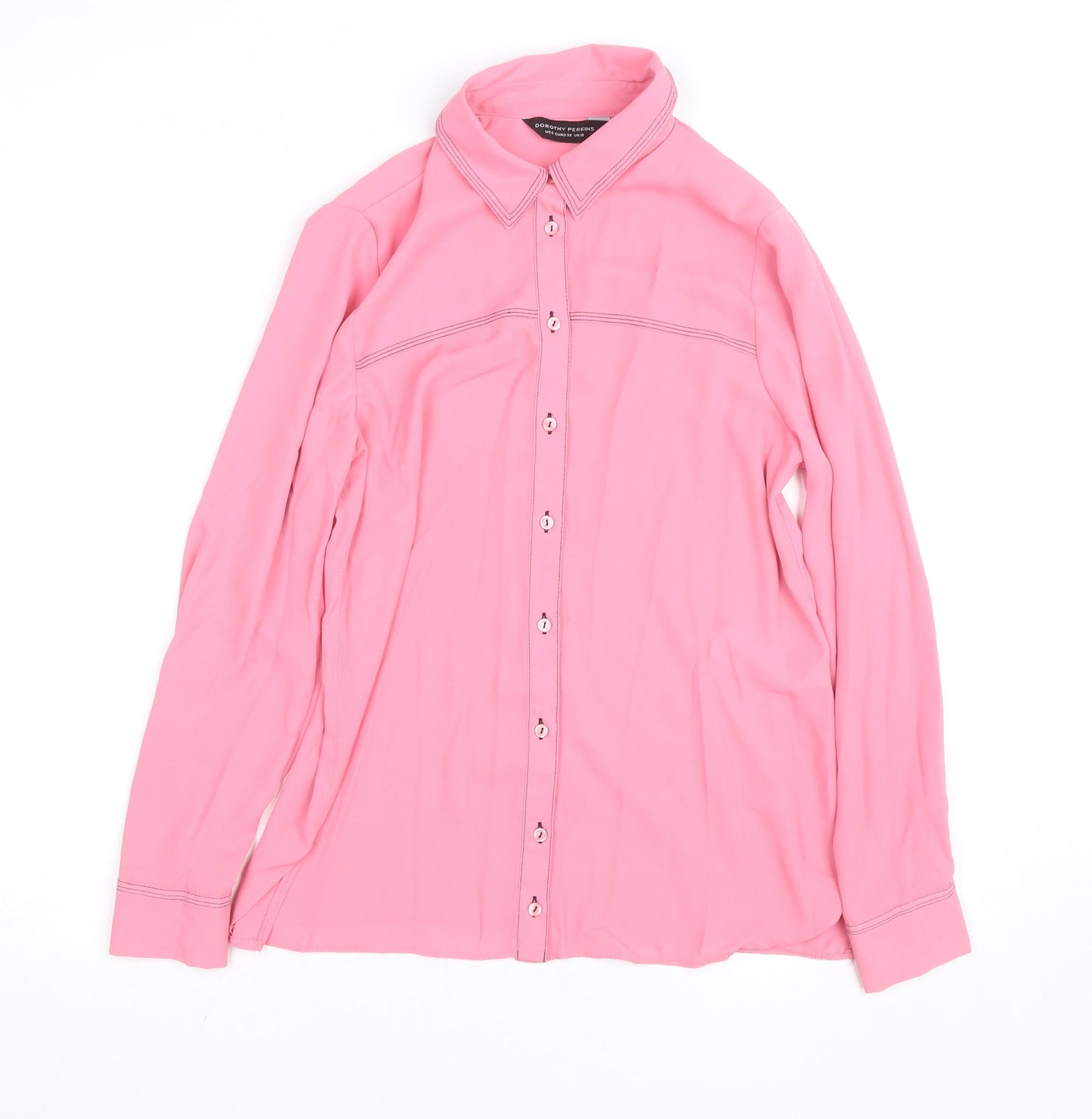 Dorothy Perkins Women Pink Size 10 Button-Up Long Sleeve Shirt