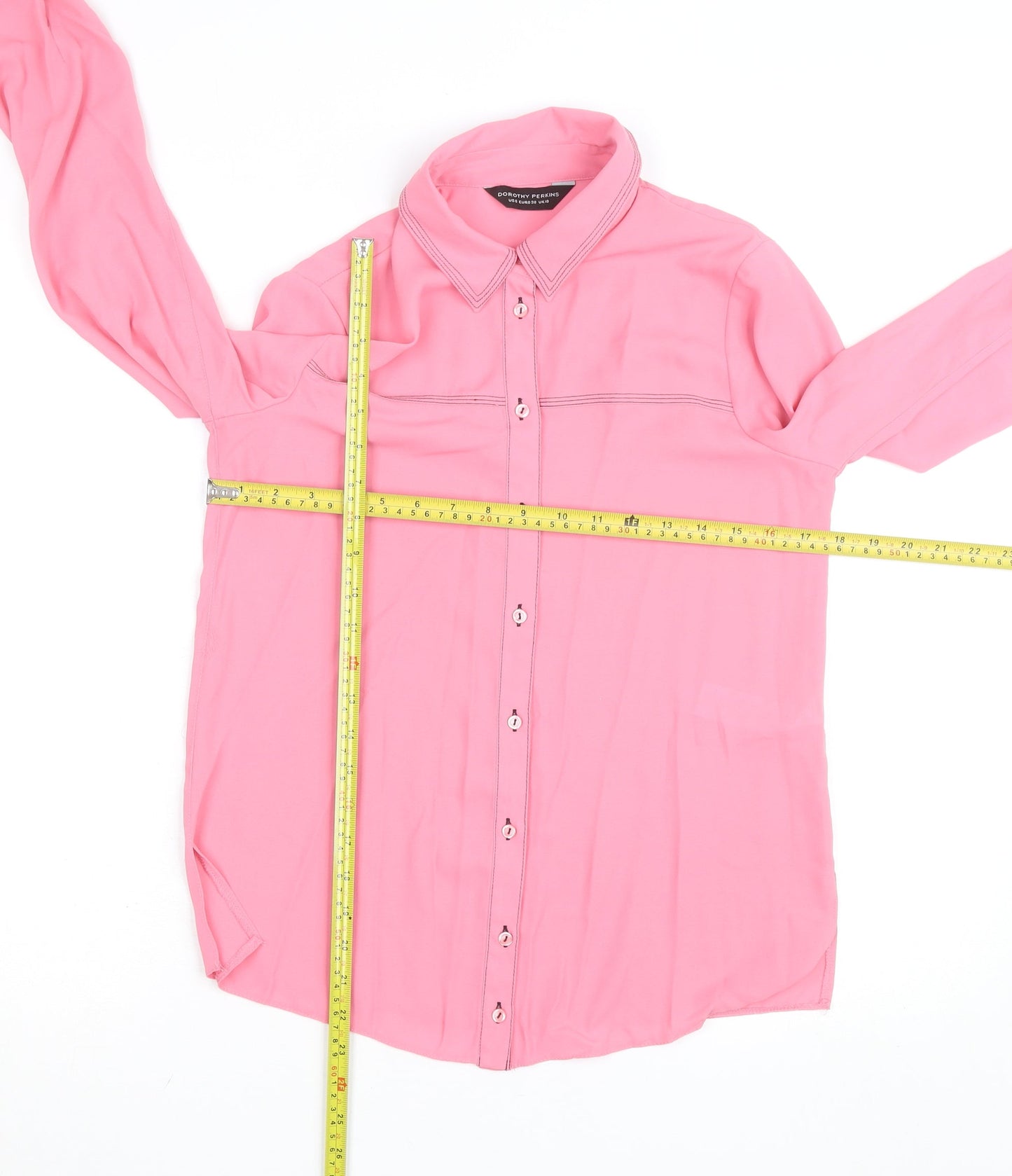 Dorothy Perkins Women Pink Size 10 Button-Up Long Sleeve Shirt