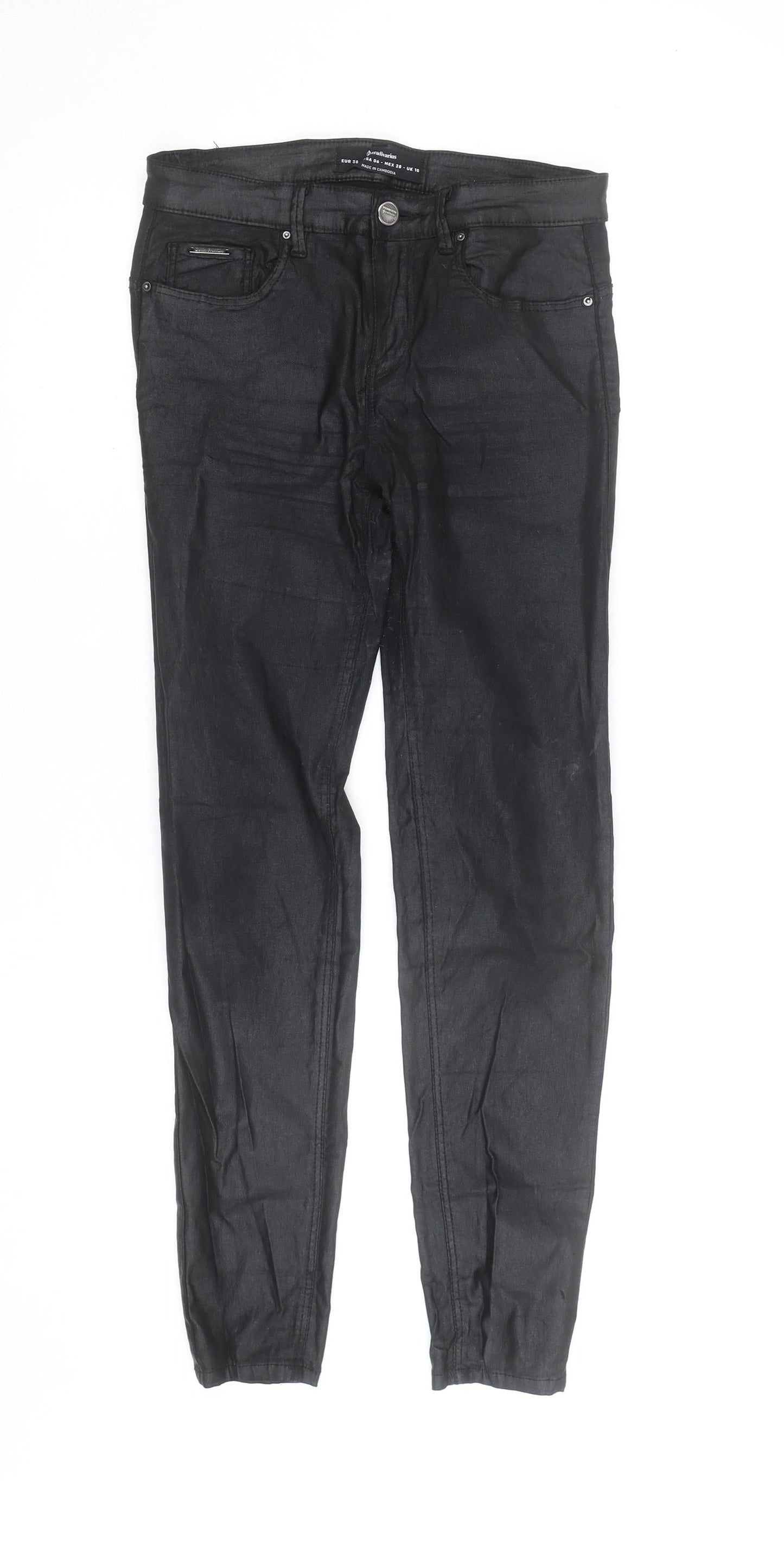 Stradivarius Women Black Skinny Jeans UK 10 Slim Fit Denim