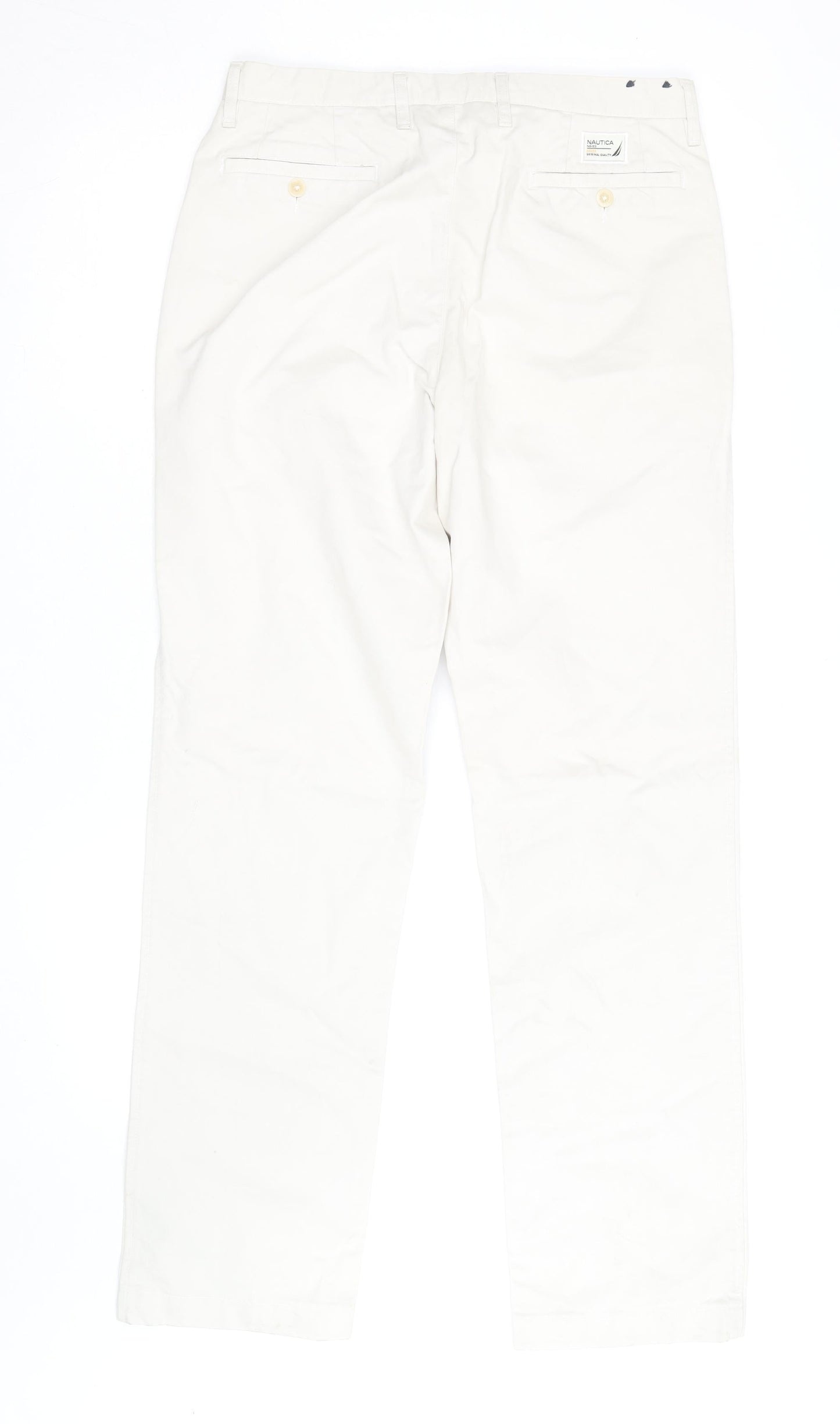 Nautica Men's Ivory Chino Trousers Size 32 Regular Cotton