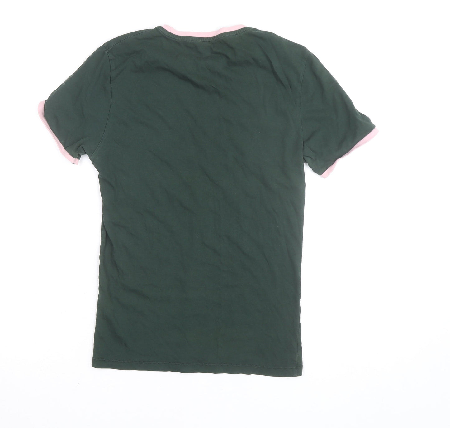 River Island Women Green Pink Ringer T-Shirt Small Muscle Fit