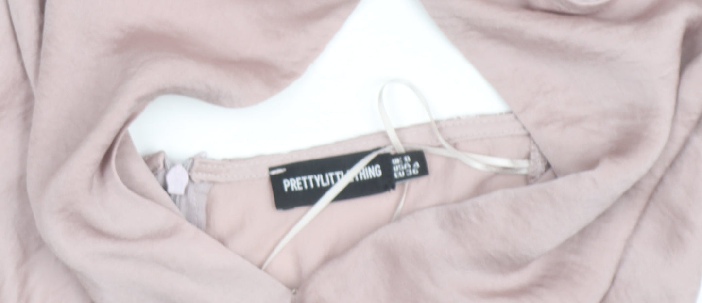 PrettyLittleThing Women’s Pink Halter Bodycon Mini Dress Size 8