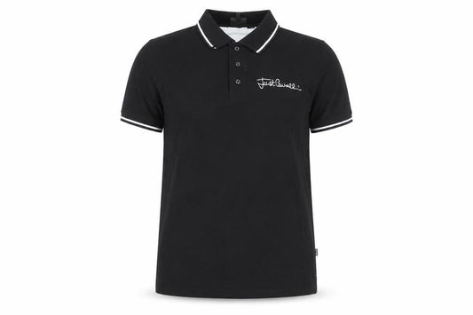 Just Cavalli Men's Black Polo Shirt Size L Cotton Stretch Designer