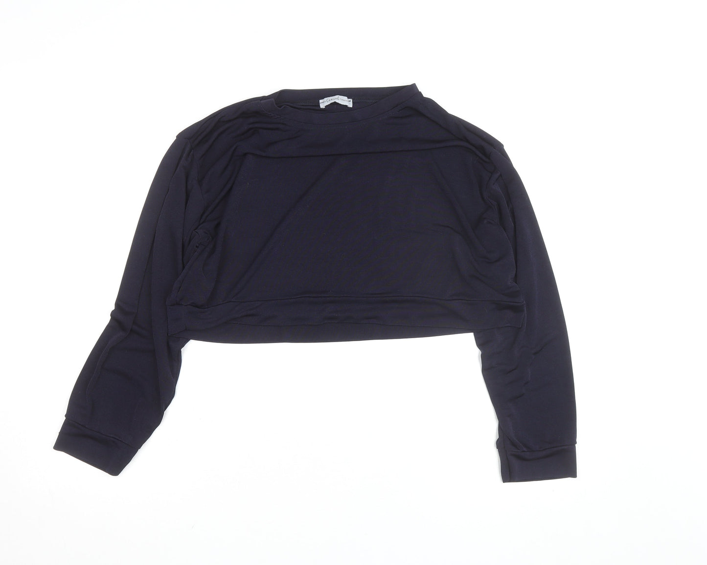 The Casual Company Women's Black Cropped Long Sleeve T-Shirt L