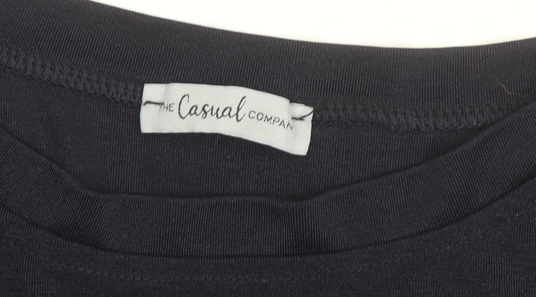 The Casual Company Women's Black Cropped Long Sleeve T-Shirt L