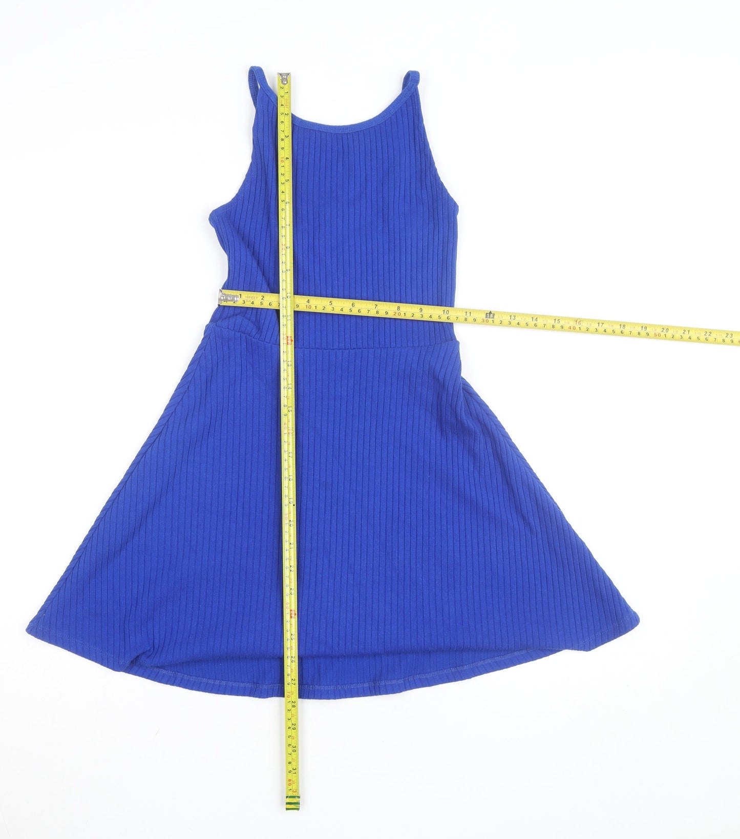 Topshop Petite Blue Fit & Flare Sleeveless Knit Dress Size 6