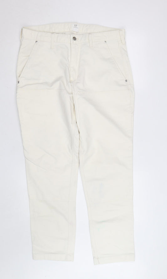 GAP Men’s Beige Cargo Trousers Size 34x32 Cotton Blend Workwear