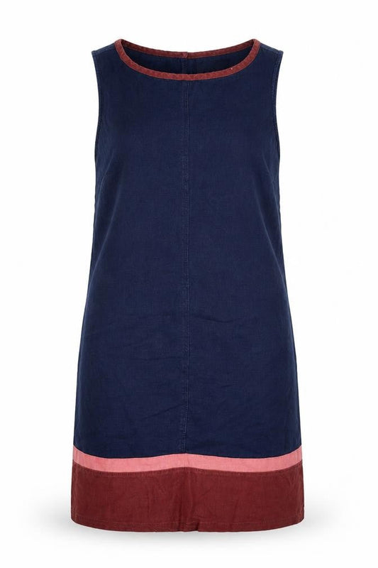 Next Women Blue Linen Sleeveless Shift Dress Size 8