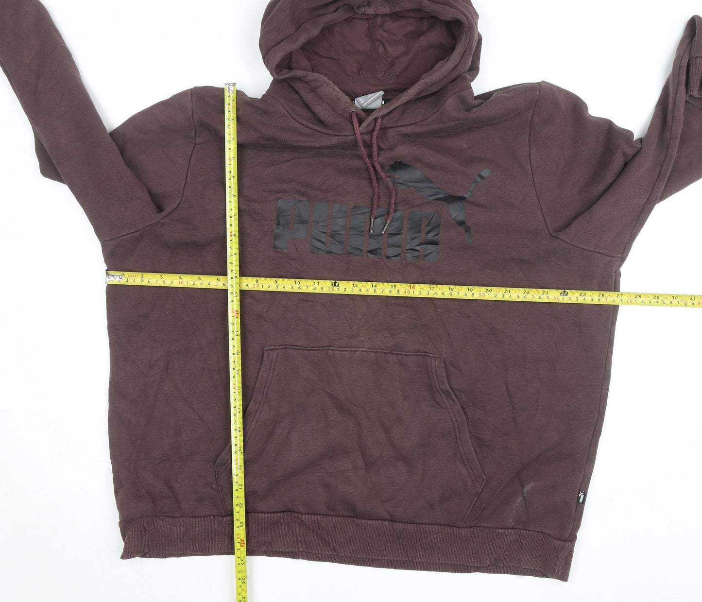 Puma Men's Brown 2XL Pullover Hoodie with Logo Print