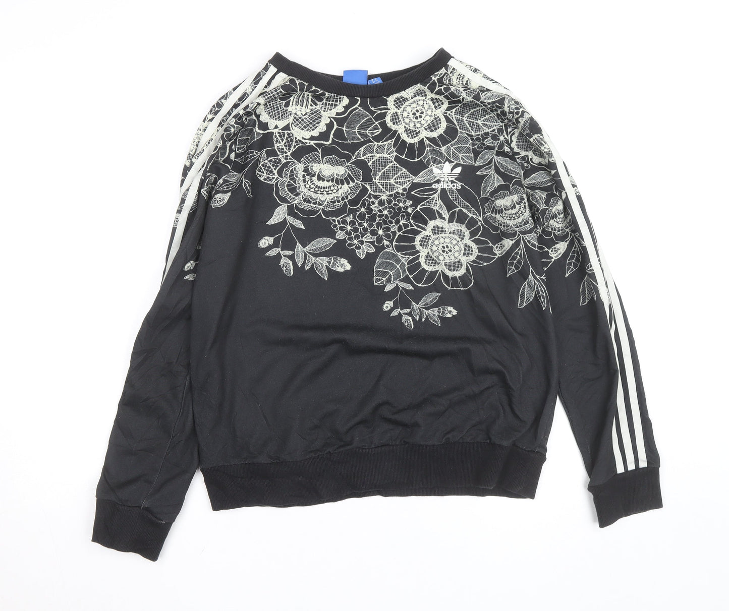 Adidas Unisex Black Floral Crew Neck Sweatshirt Size S