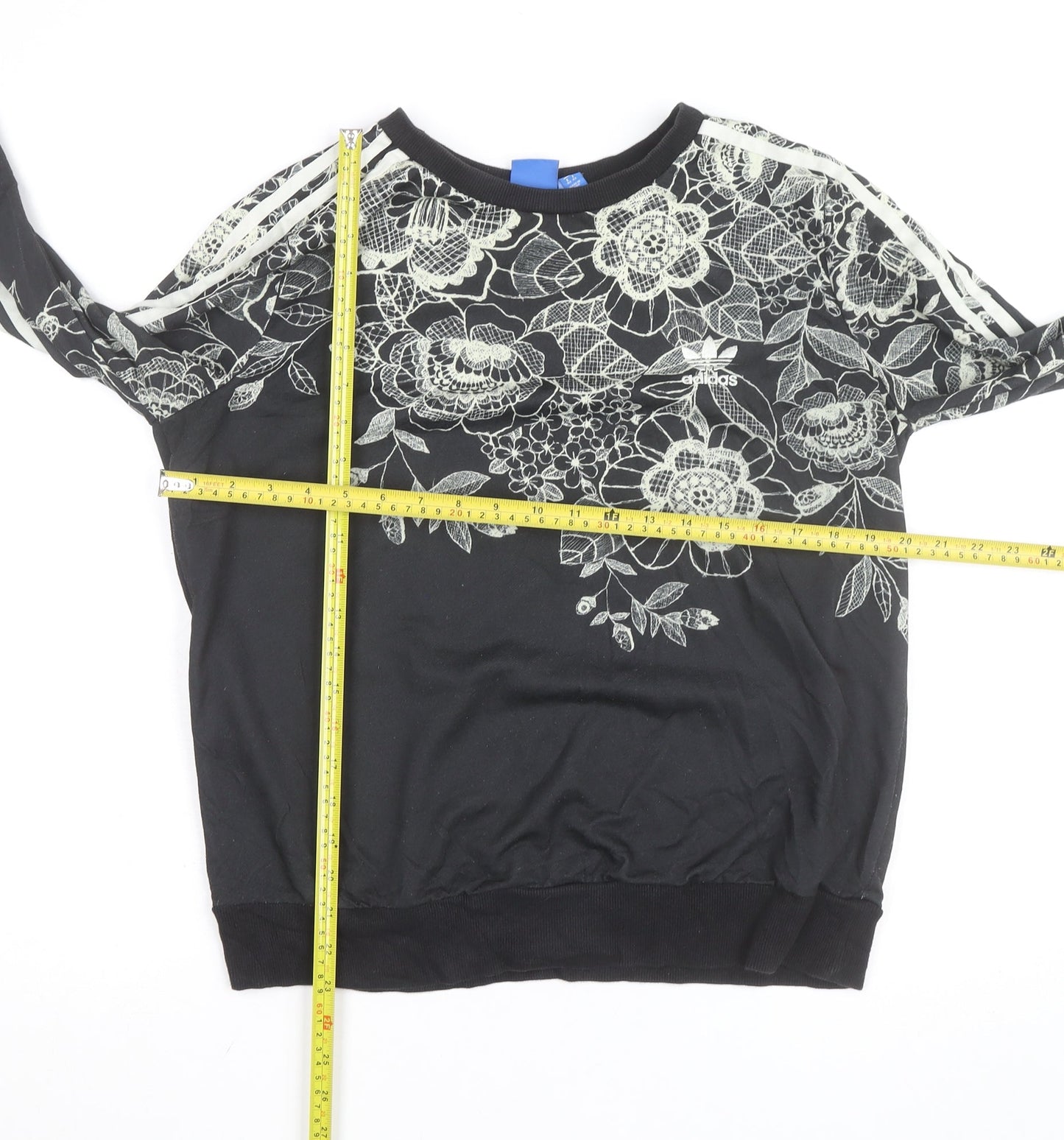 Adidas Unisex Black Floral Crew Neck Sweatshirt Size S