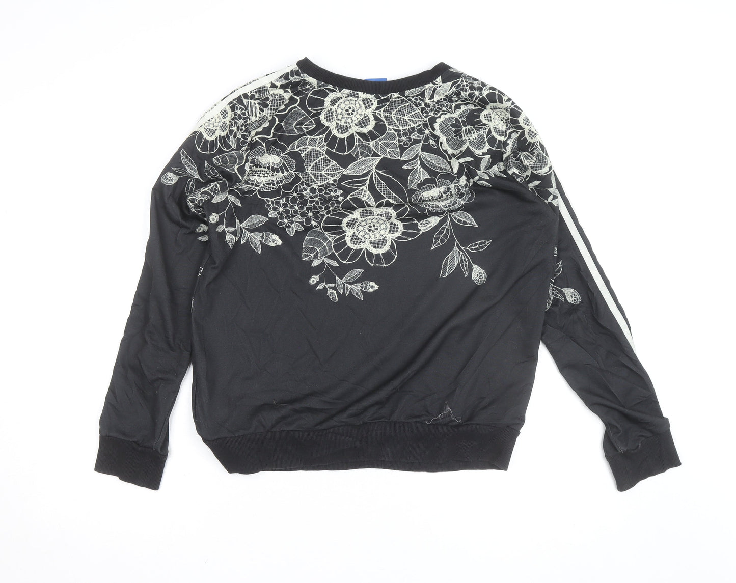 Adidas Unisex Black Floral Crew Neck Sweatshirt Size S