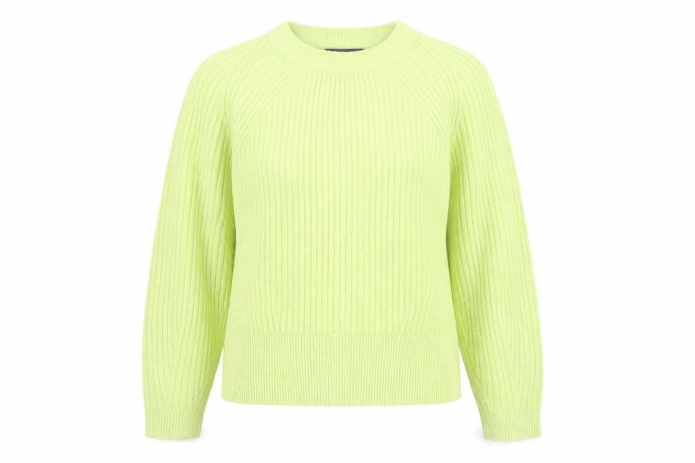 Marks & Spencer Women Green Crew Neck Ribbed Knit Jumper L