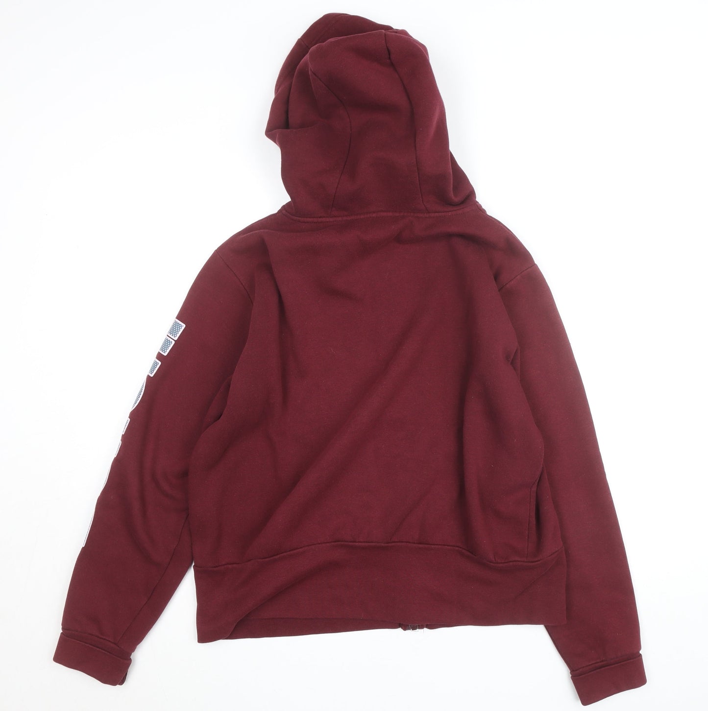 Bench Men's Red XL Full Zip Hoodie with Logo Design