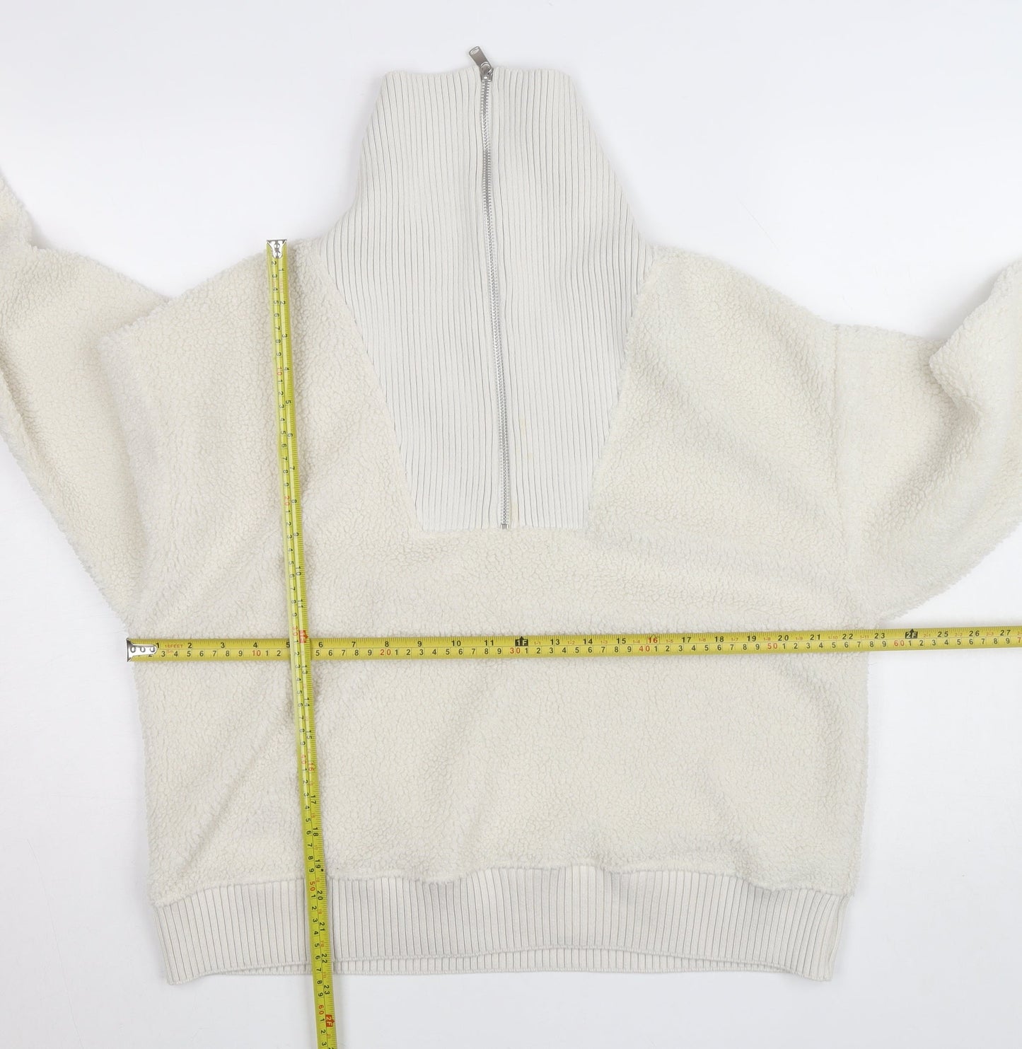 Marks and Spencer Womens Ivory Fleece 1/2 Zip High Neck Jumper M