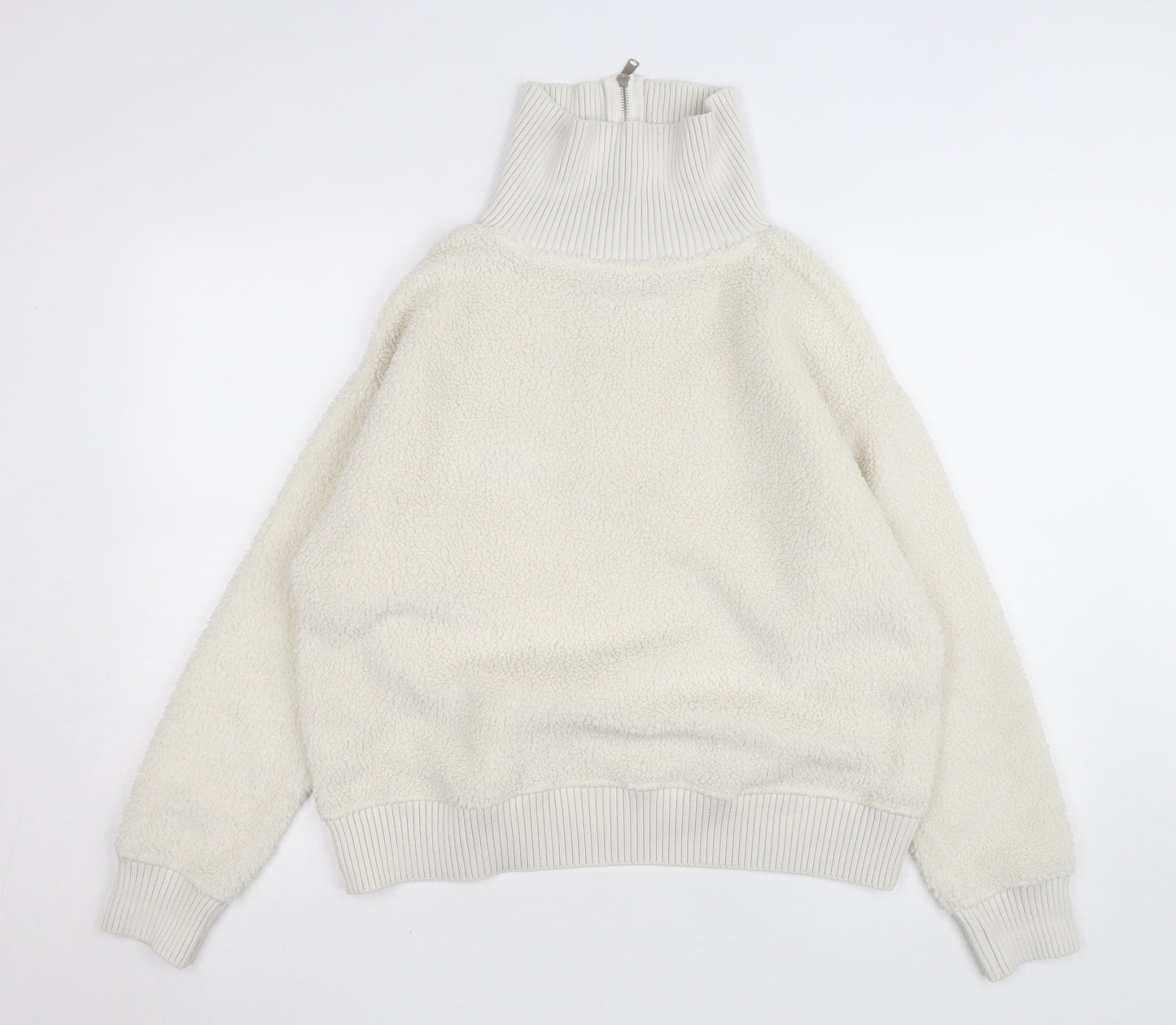 Marks and Spencer Womens Ivory Fleece 1/2 Zip High Neck Jumper M