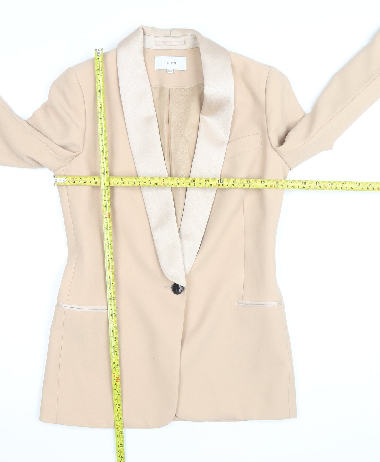 Reiss Women Beige Slim Fit Blazer UK 8 Formal Jacket