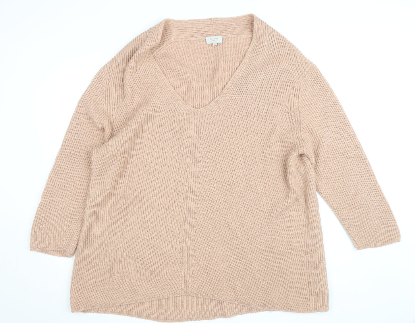 Modern Rarity Women’s Beige Wool Alpaca V-Neck Jumper M