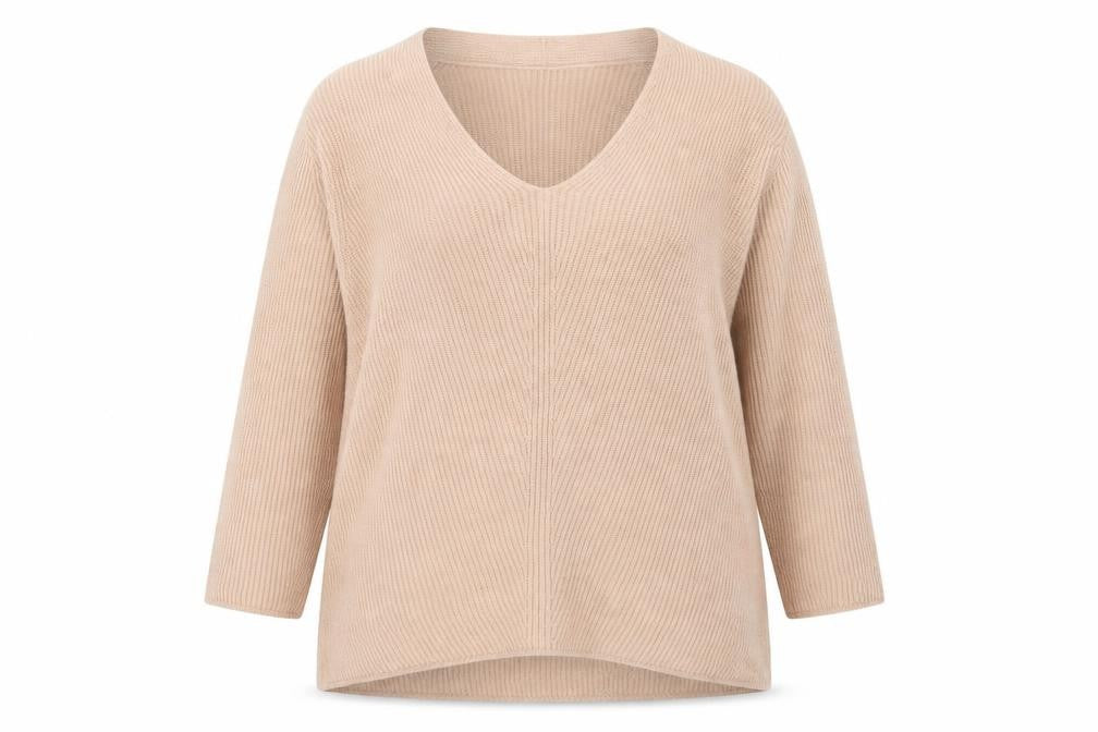 Modern Rarity Women’s Beige Wool Alpaca V-Neck Jumper M
