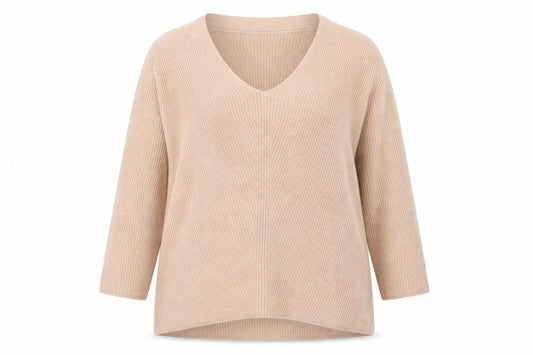 Modern Rarity Women’s Beige Wool Alpaca V-Neck Jumper M