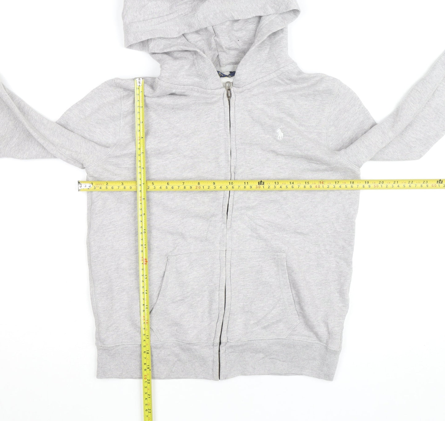 Polo Ralph Lauren Boys Grey Full Zip Hoodie Age 16 Cotton Blend