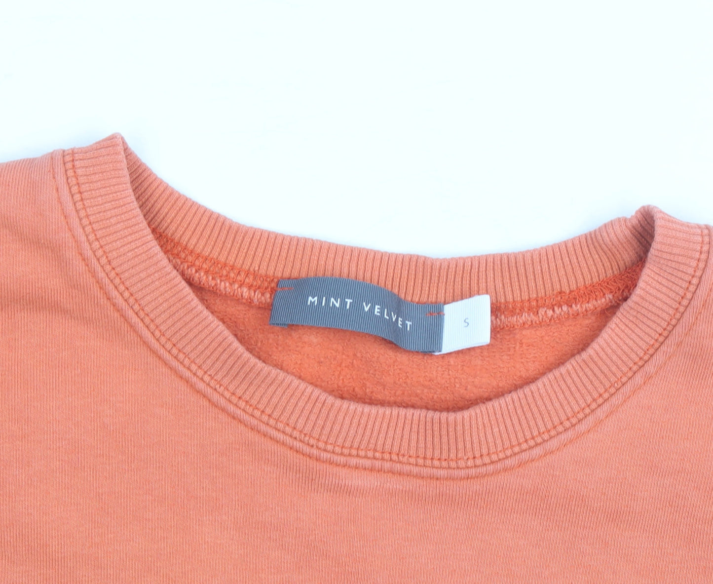 Mint Velvet Unisex Orange Crew Neck Zip Accent Cotton Sweatshirt Size S