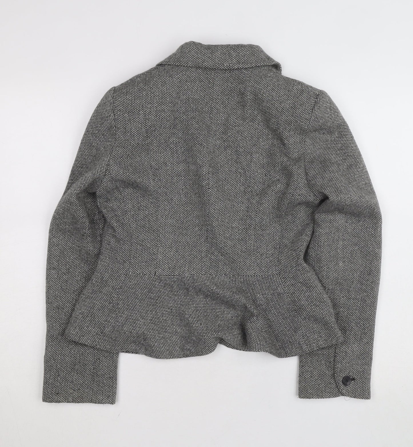 Monsoon Women Grey Tweed Single-Breasted Blazer UK 12 Classic Fit