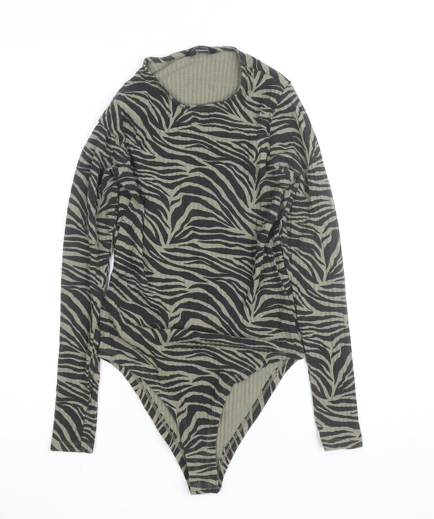 New Look Women’s Green Zebra Print Long Sleeve Bodysuit UK 8