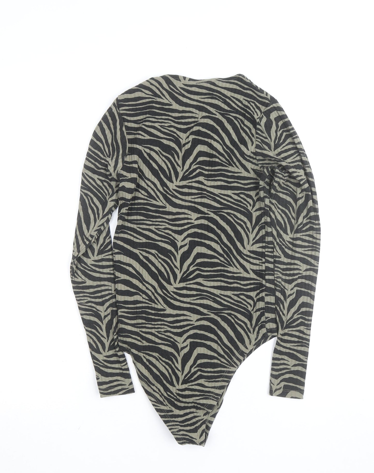 New Look Women’s Green Zebra Print Long Sleeve Bodysuit UK 8