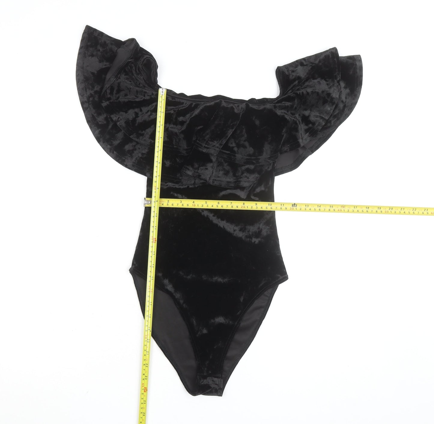 New Look Women's Black Velvet Off Shoulder Bodysuit Size 10