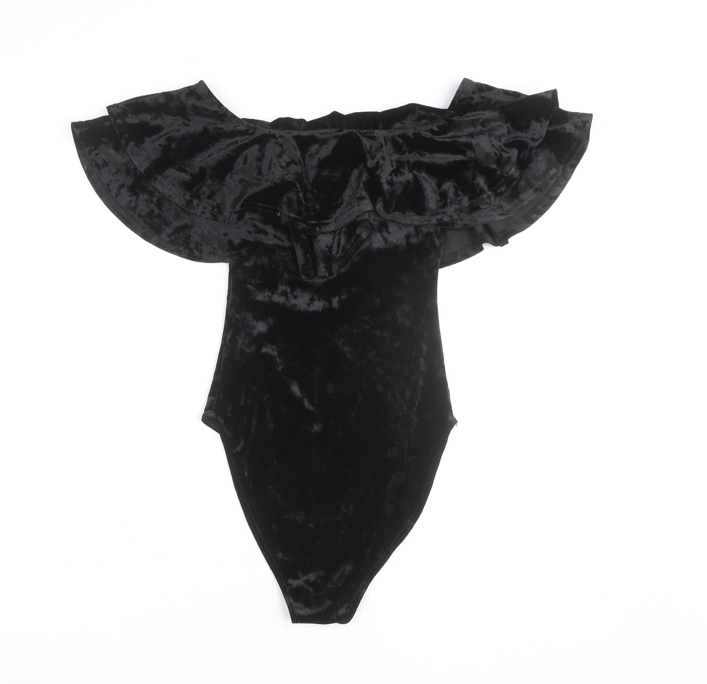 New Look Women's Black Velvet Off Shoulder Bodysuit Size 10