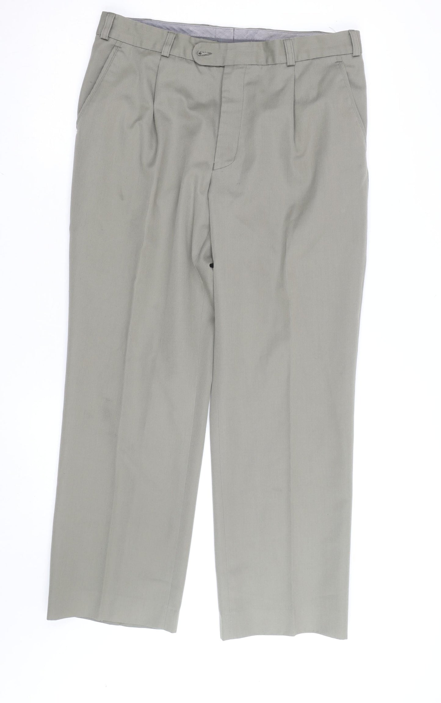 Remus Uomo Men's Grey 36S Wool Blend Formal Dress Trousers
