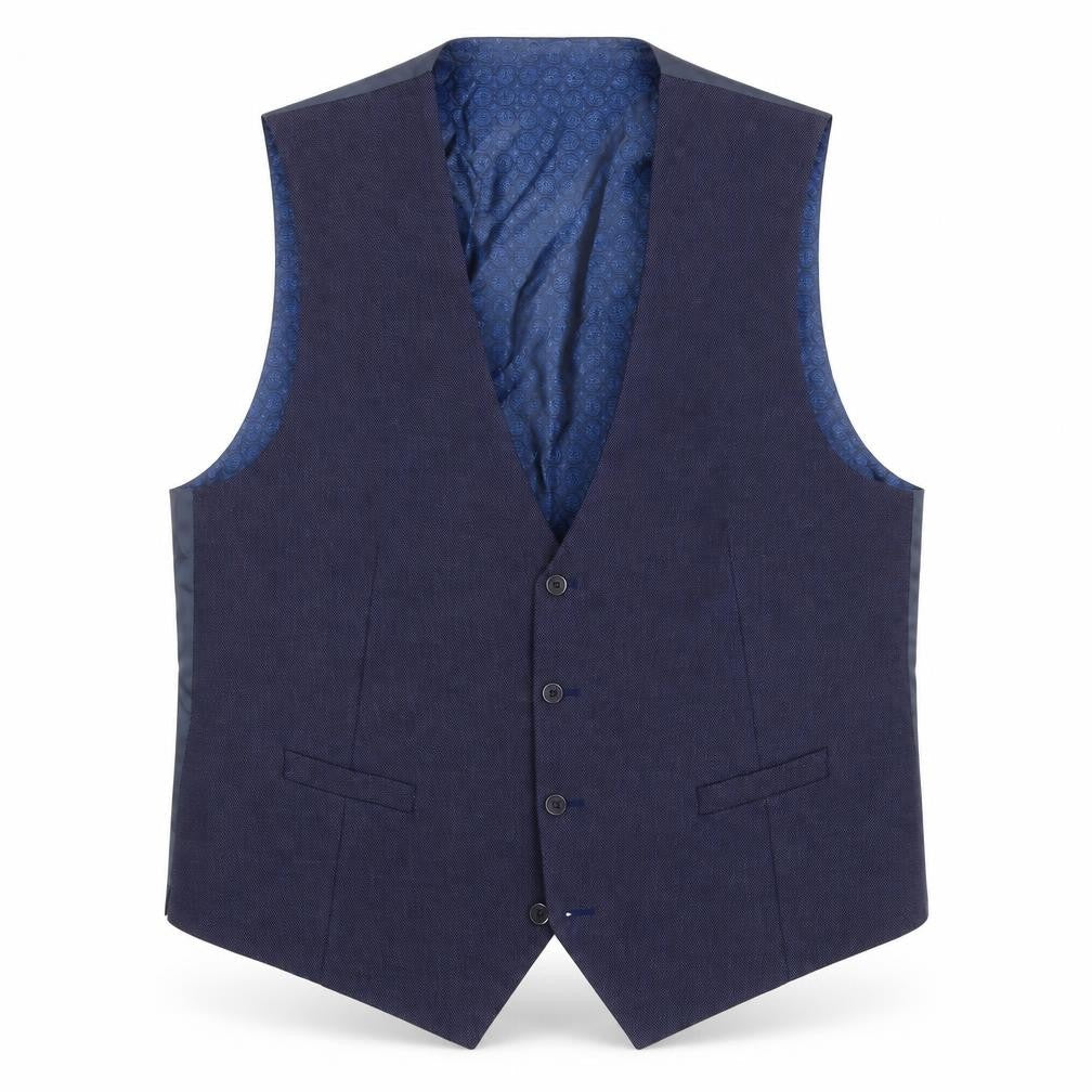 White Label Men's Blue Wool Blend Slim Waistcoat Size 50R