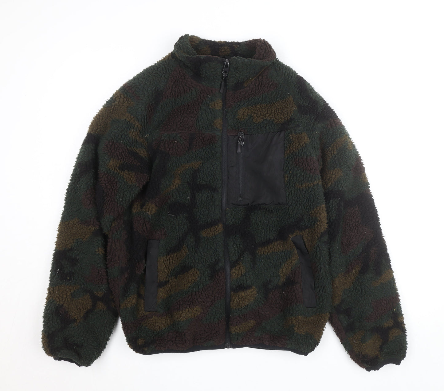 Brave Soul Men’s Camouflage Fleece Jacket Size S Full Zip Outdoor Style