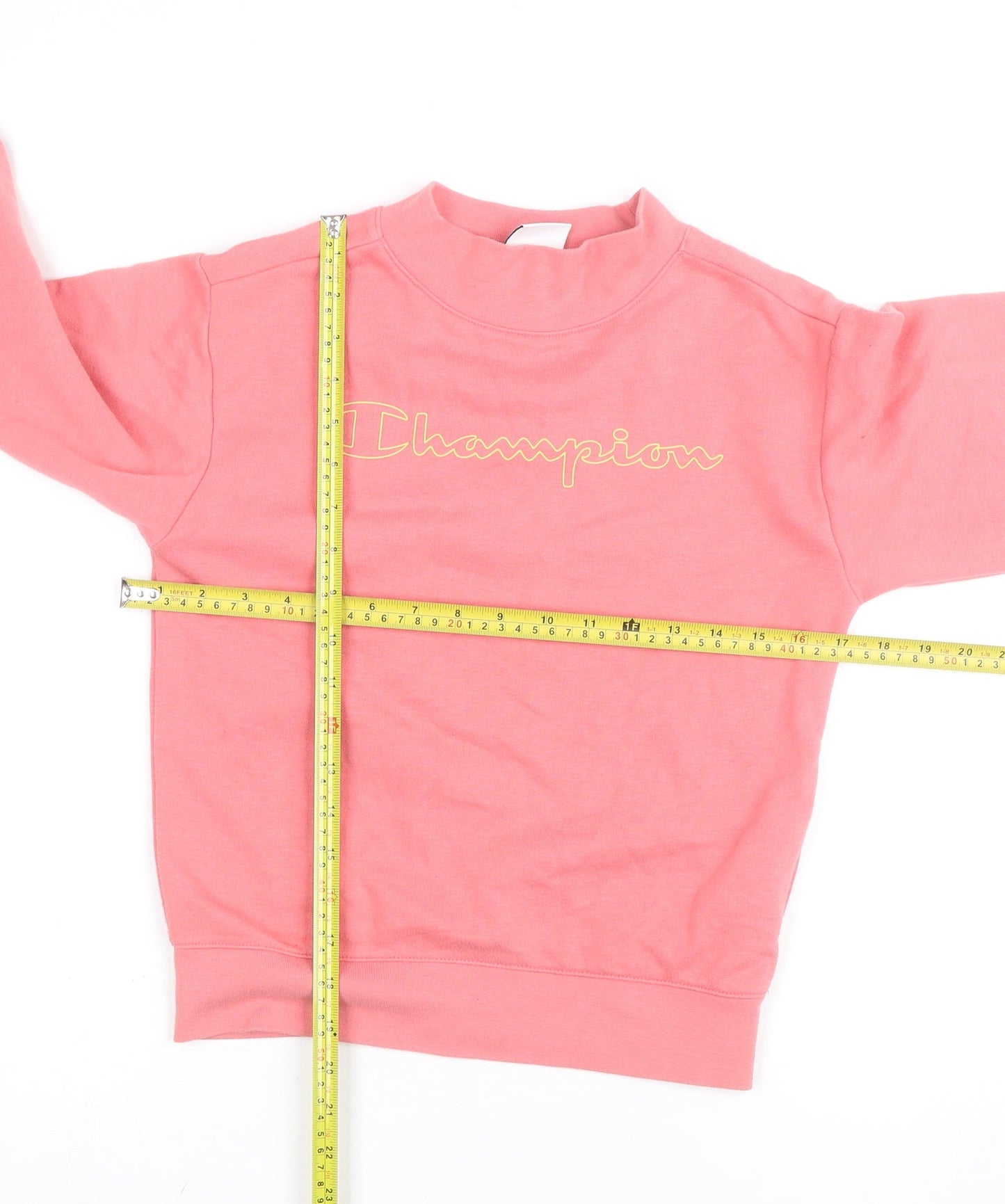 Champion Girls Pink Sweatshirt Medium 9-10 Years Cotton Blend Logo Style