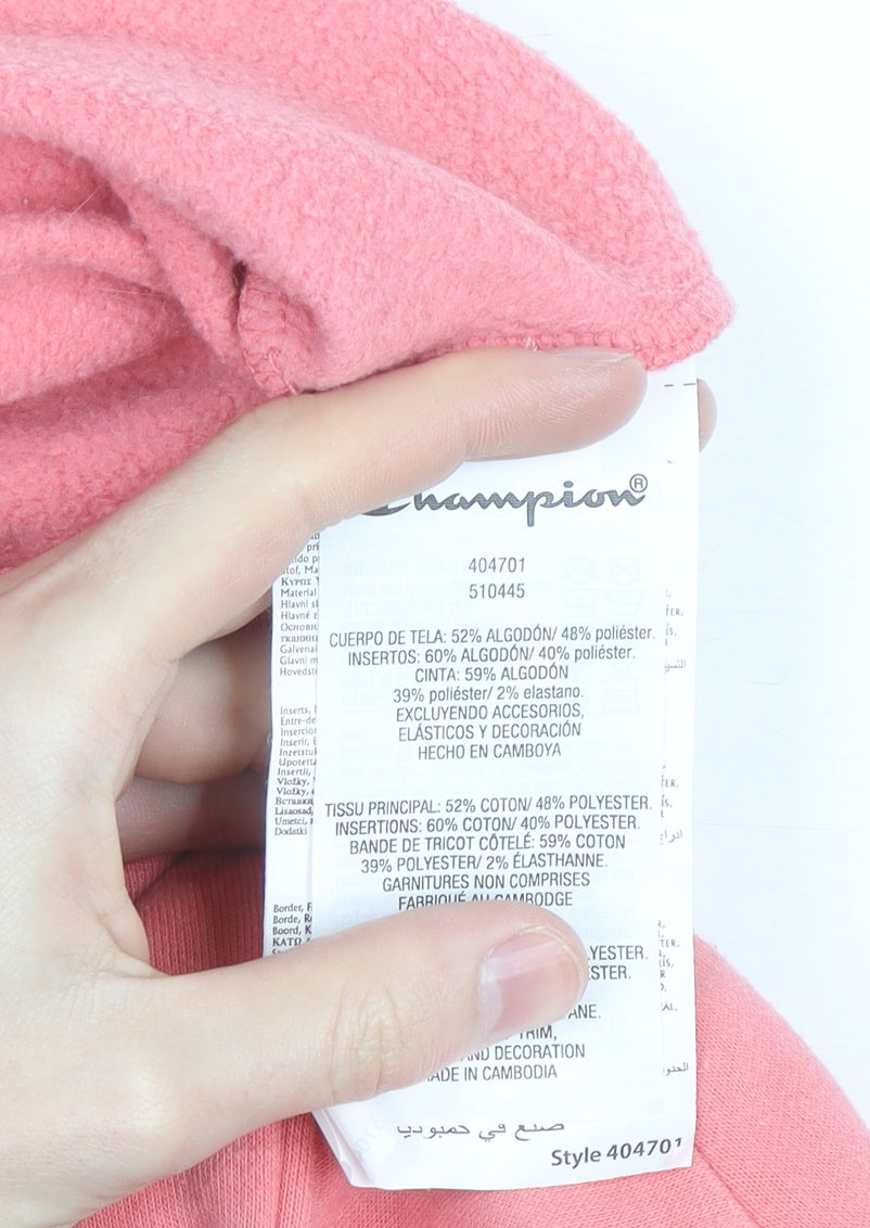 Champion Girls Pink Sweatshirt Medium 9-10 Years Cotton Blend Logo Style
