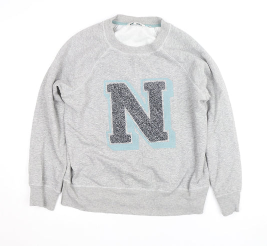 Next Women Grey Pullover Sweatshirt M Letter N Logo Casual Soft Cotton Blend