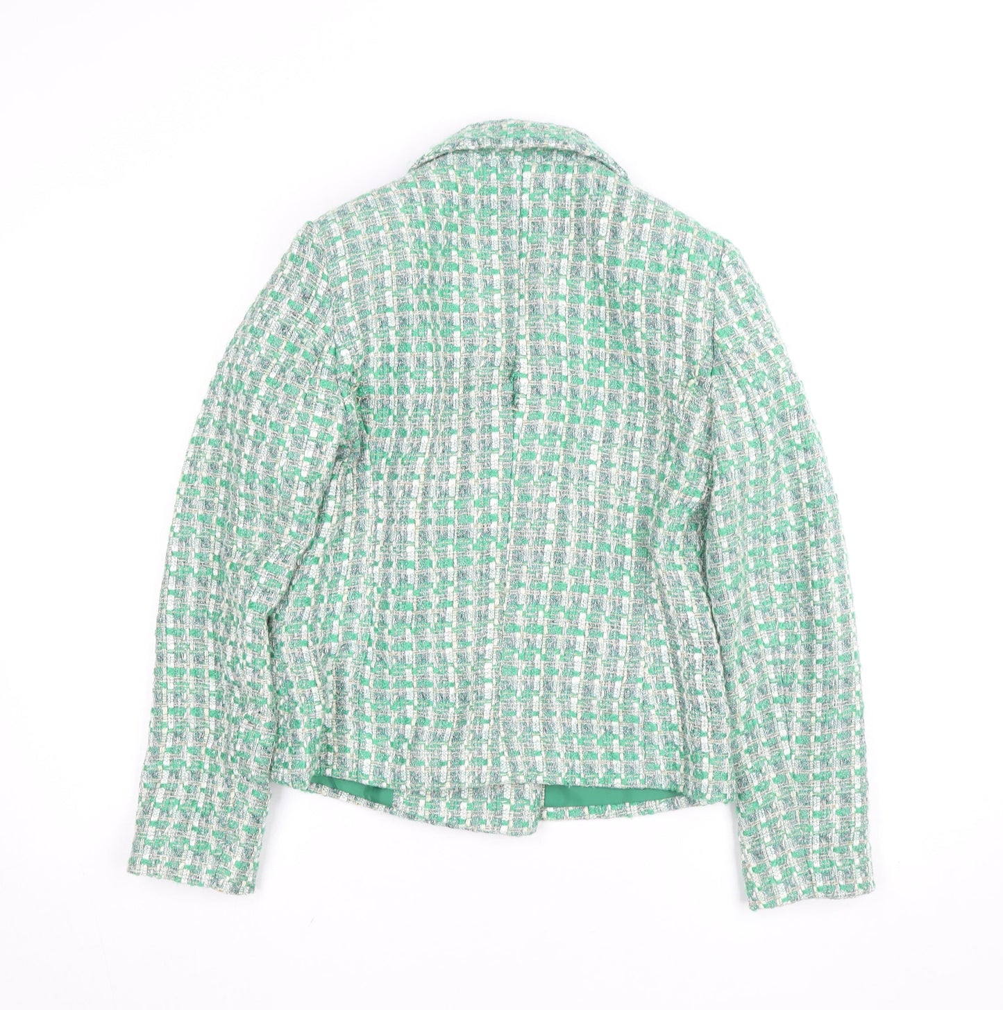Primark Women’s Green Tweed Blazer Jacket Size 10 Check Lined