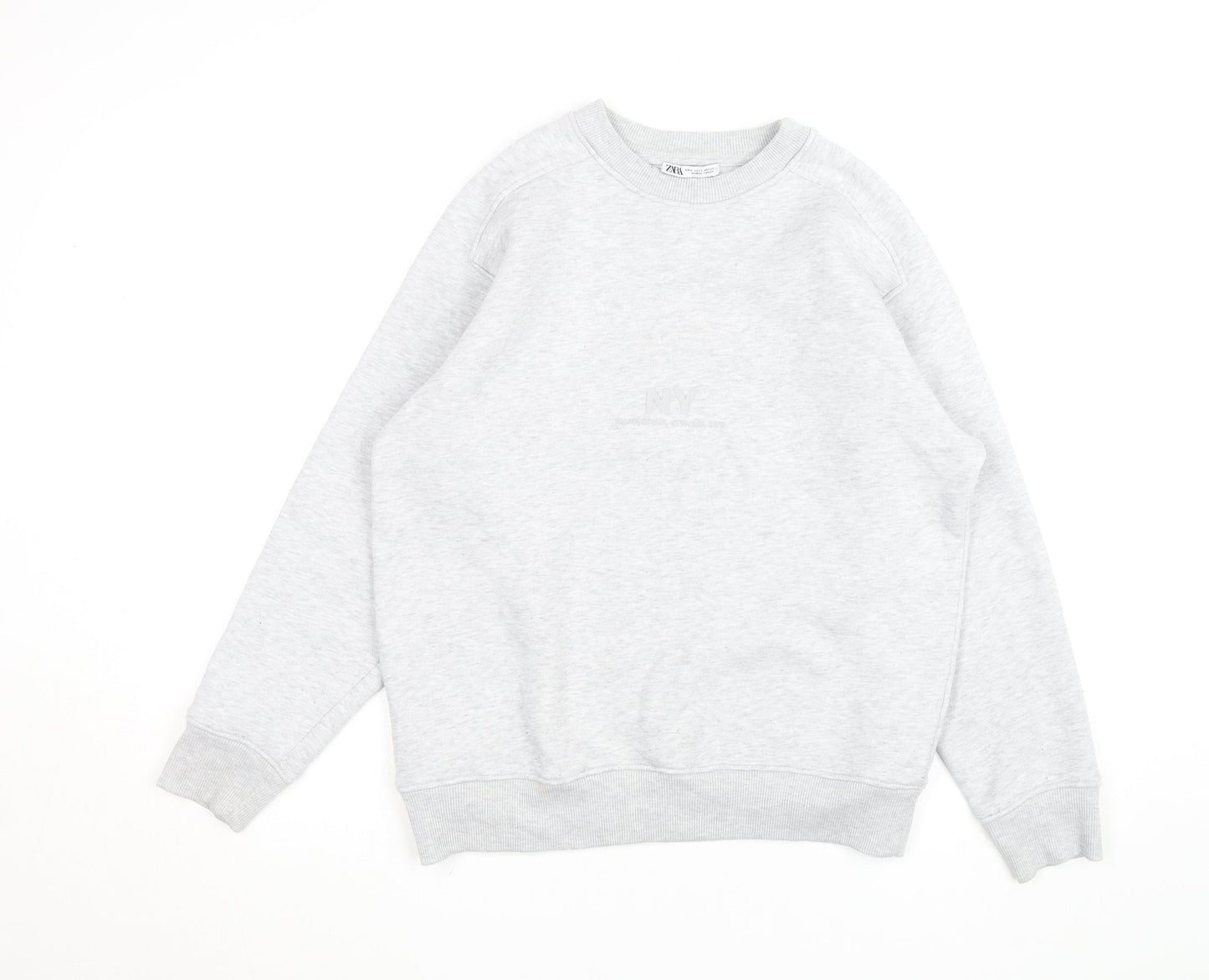 Zara Women Grey Crew Neck Pullover Sweatshirt Size L