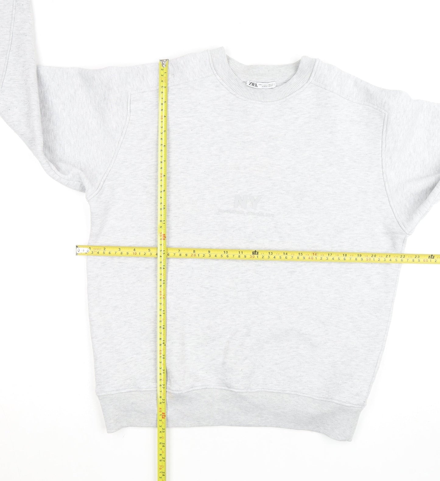 Zara Women Grey Crew Neck Pullover Sweatshirt Size L