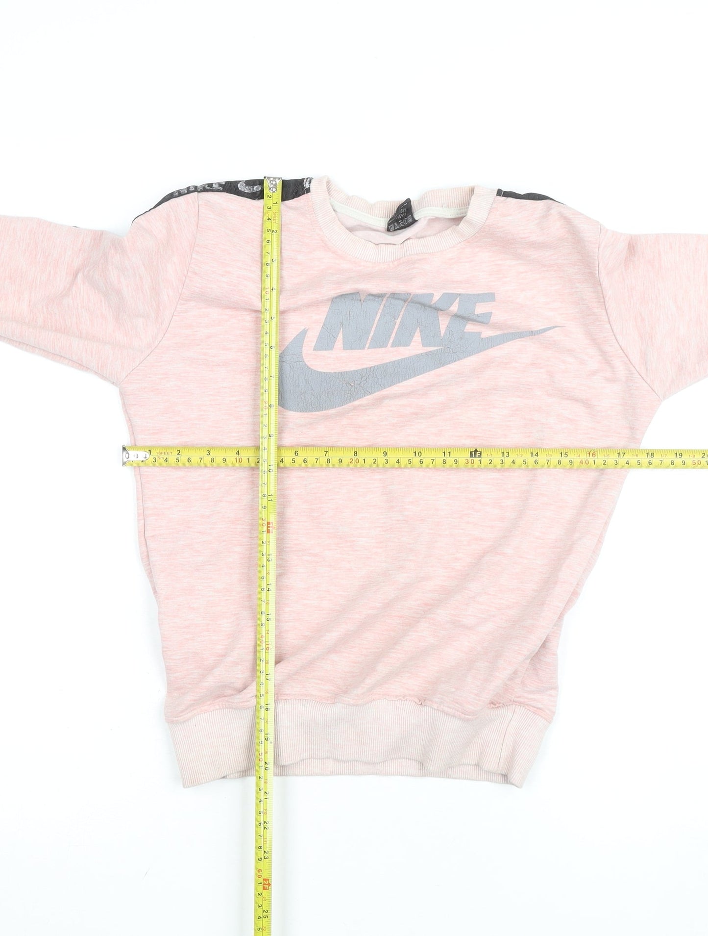 Nike Girls Pink Crew Neck Sweatshirt L Long Sleeve Pullover Logo Design
