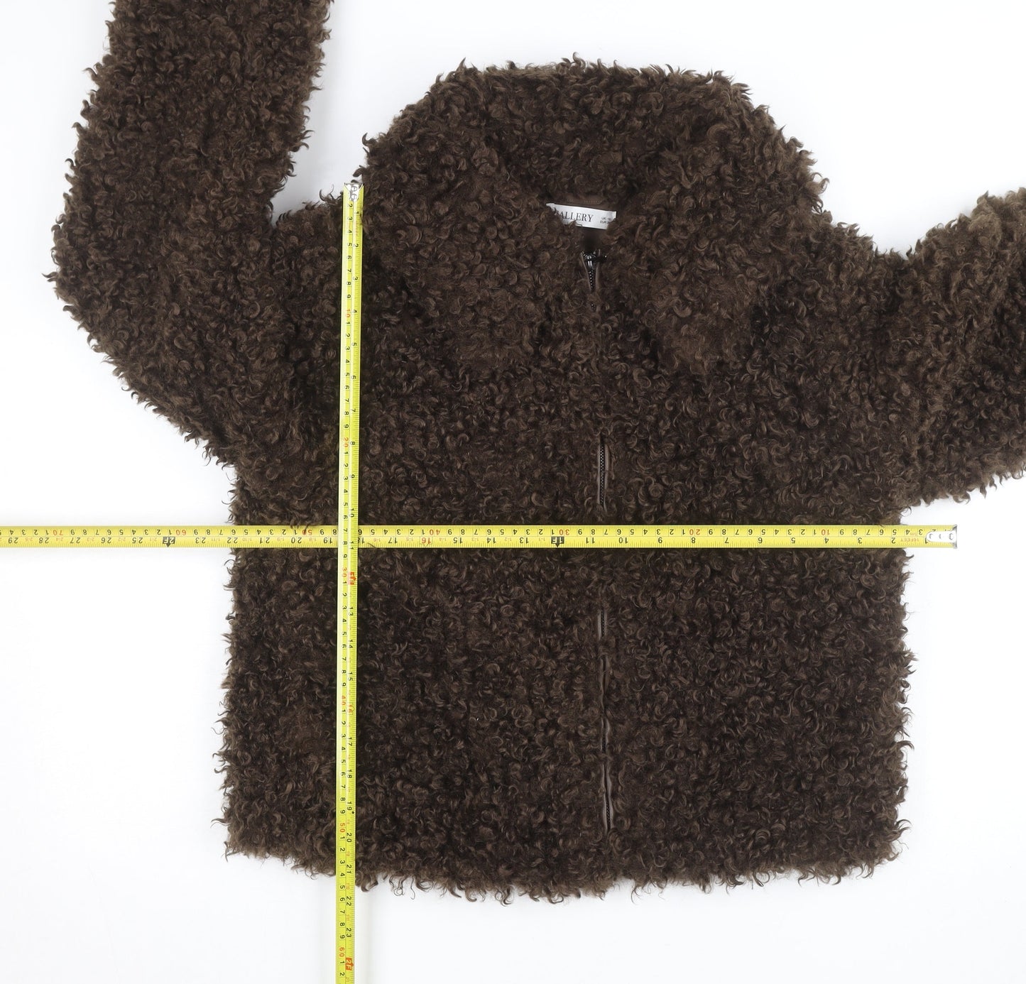 Gallery Womens Brown Faux Fur Short Bomber Jacket Size 10