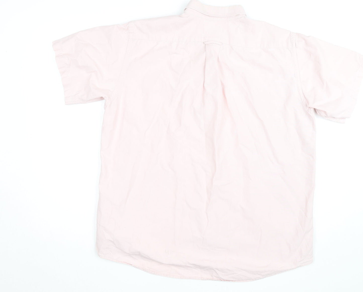 Lacoste Men's Pink Short Sleeve Button-Down Cotton Shirt Size L