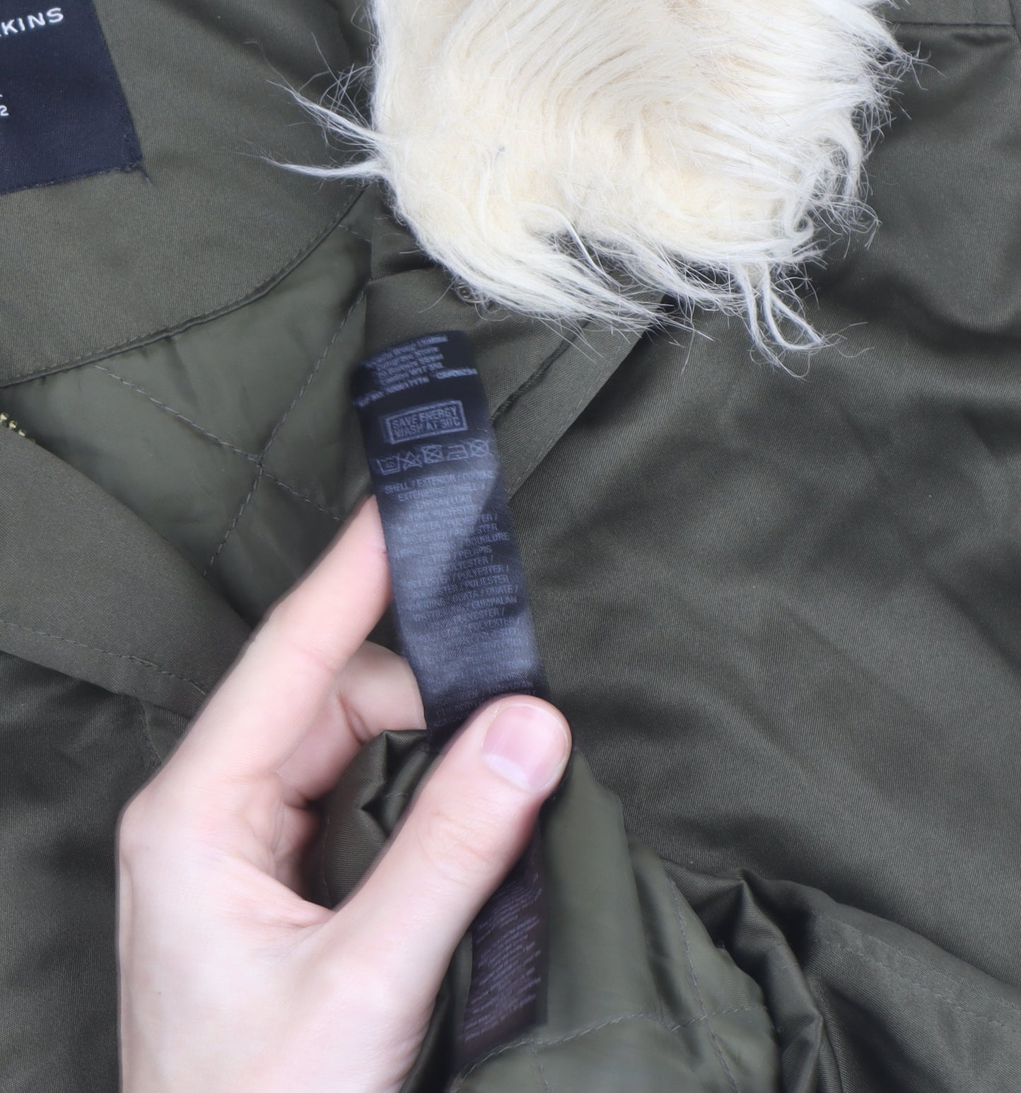 Dorothy Perkins Women’s Green Faux Fur Trim Hooded Parka Coat Size 14
