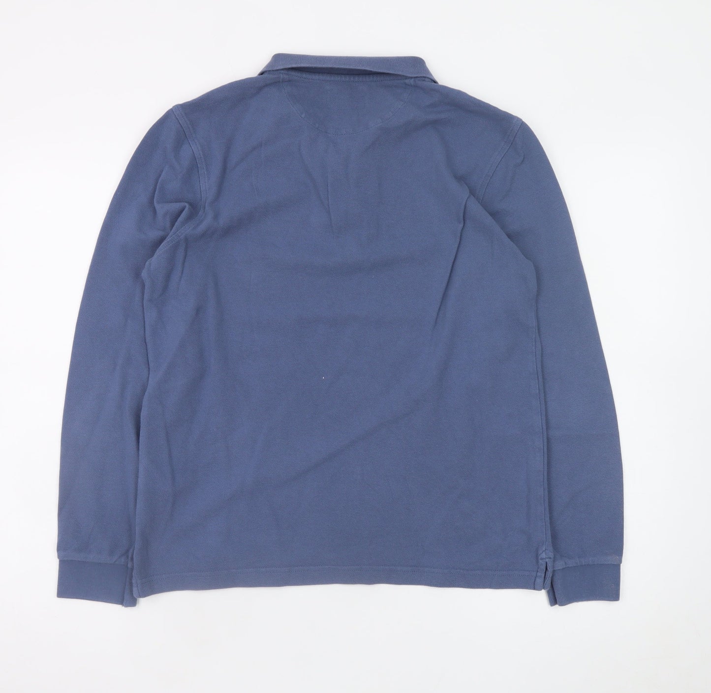 Farah Men's Blue Long Sleeve Cotton Polo Shirt Size S