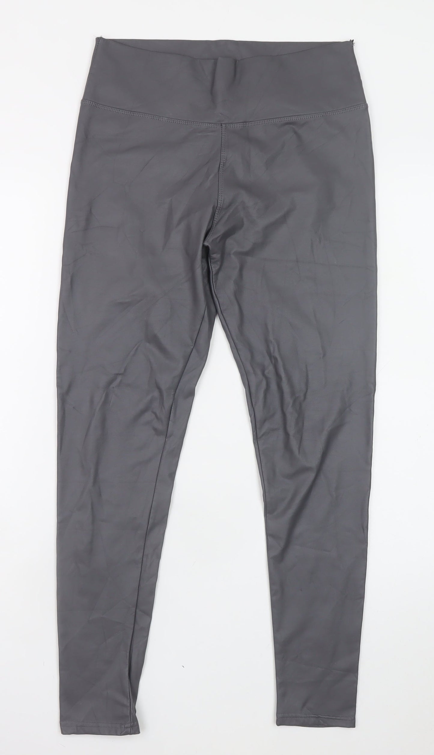 Verso Womens Grey High Waist Faux Leather Leggings M/L Stretch Fit