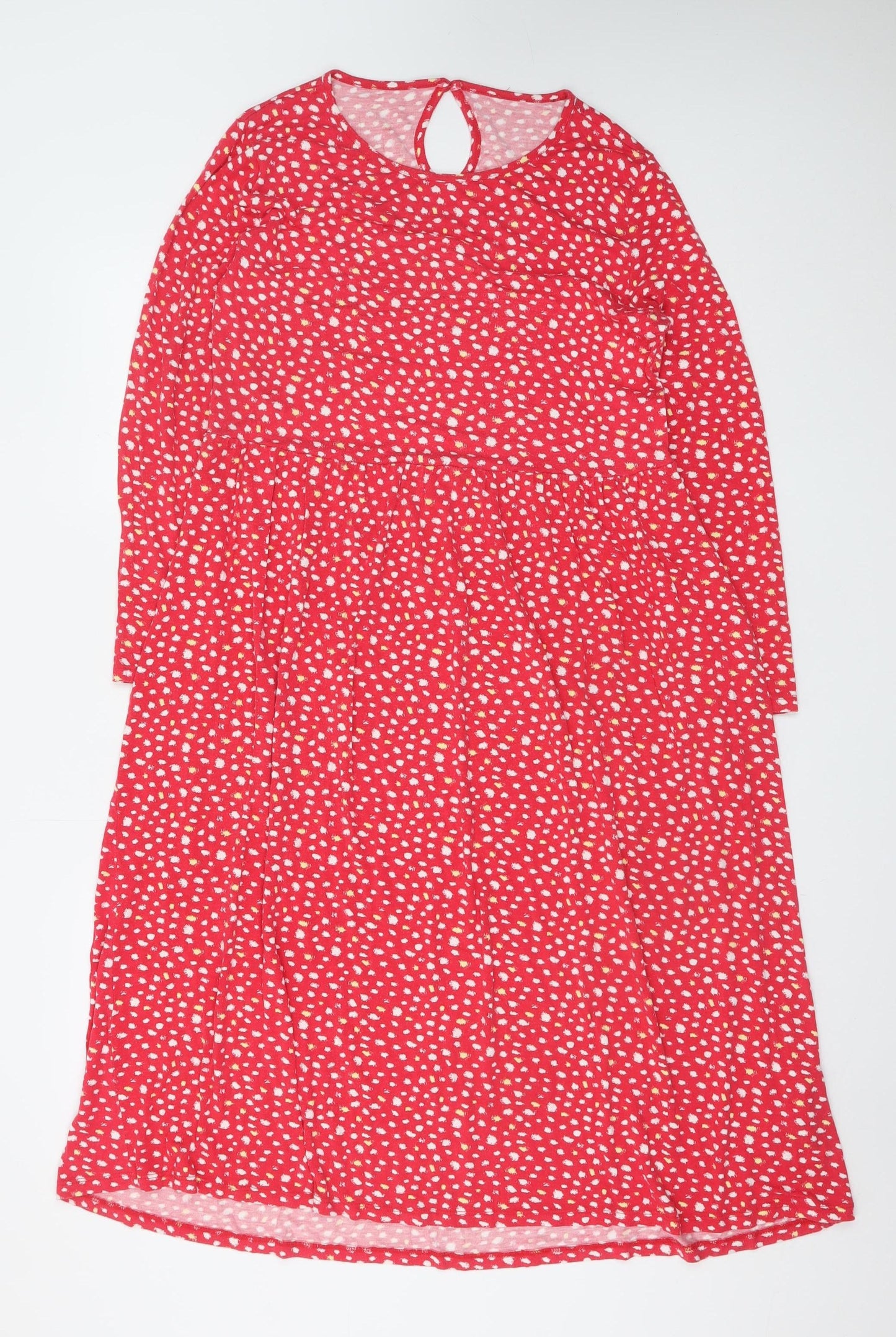 Wednesday's Girl Women Red Polka Dot Midi A-Line Dress L