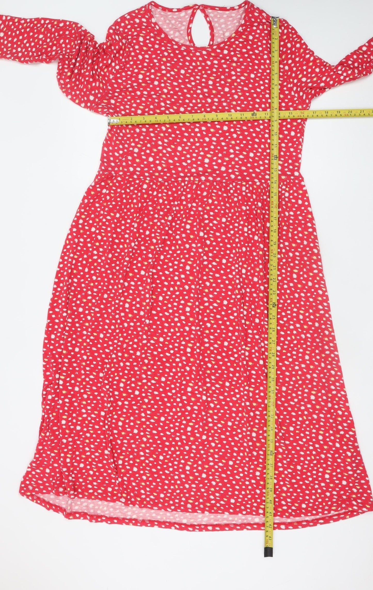 Wednesday's Girl Women Red Polka Dot Midi A-Line Dress L