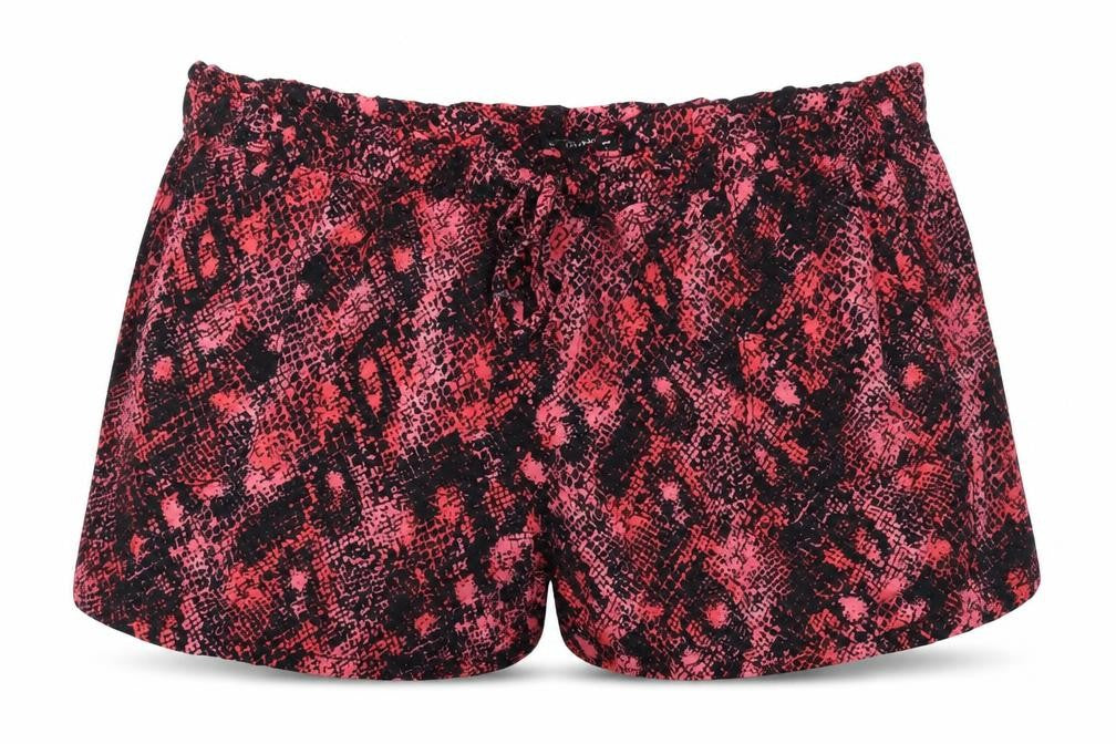 Dunnes Women Pink Black Snakeskin Print Relaxed Shorts Size L