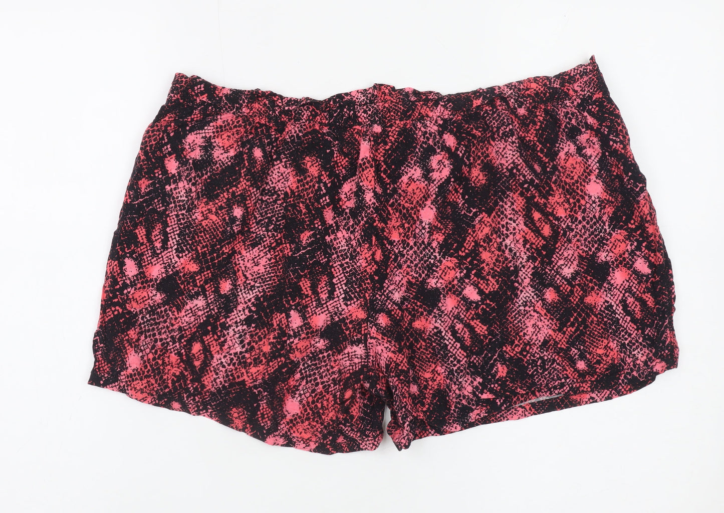 Dunnes Women Pink Black Snakeskin Print Relaxed Shorts Size L